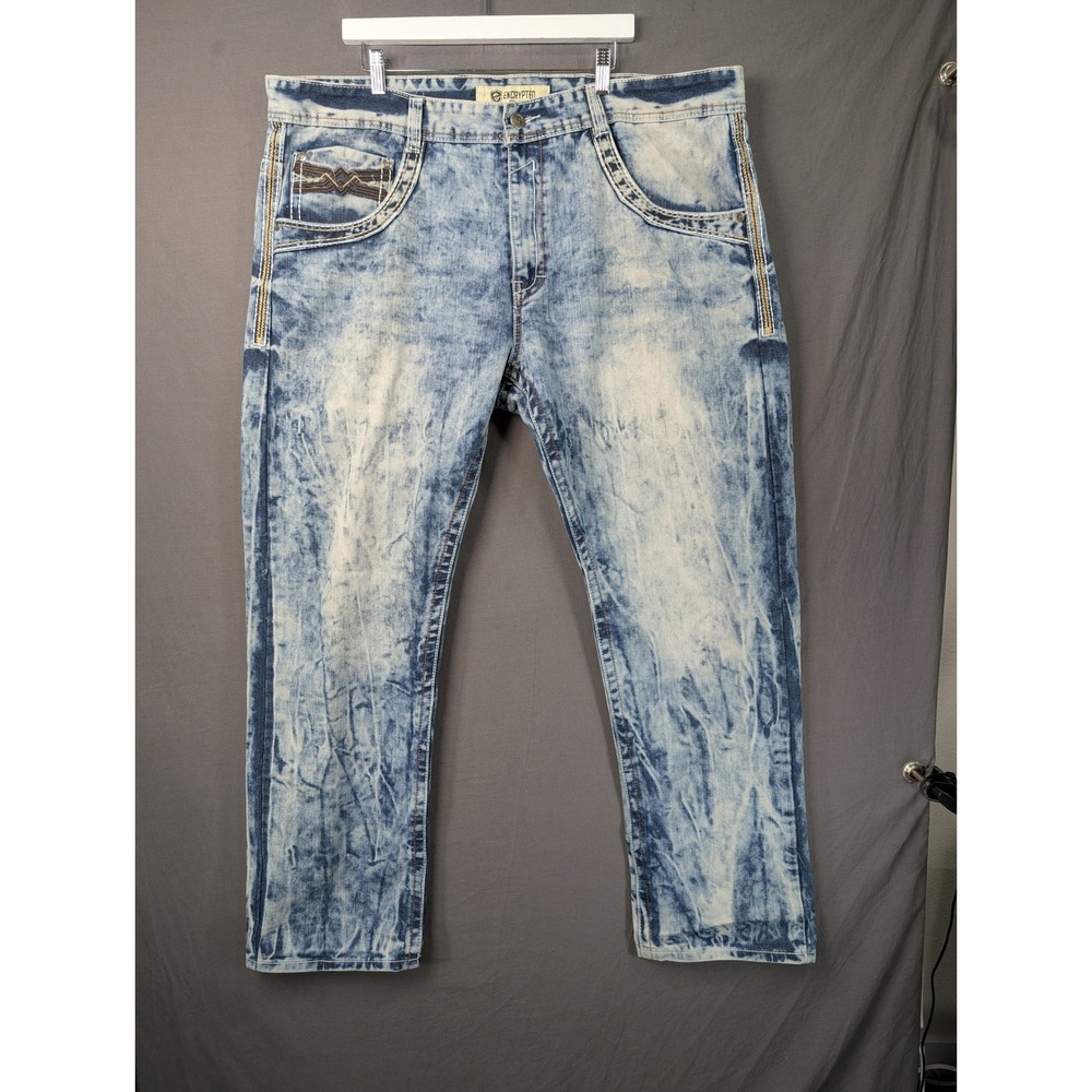 Encrypted Supply Company Mens Acid Wash Blue Jeans Size 44 Streetwear Y2K 8205